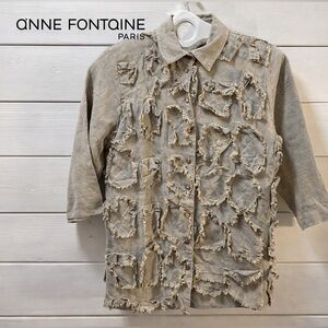 ANNE FONTAINE beige textured patchwork jacket – size 4